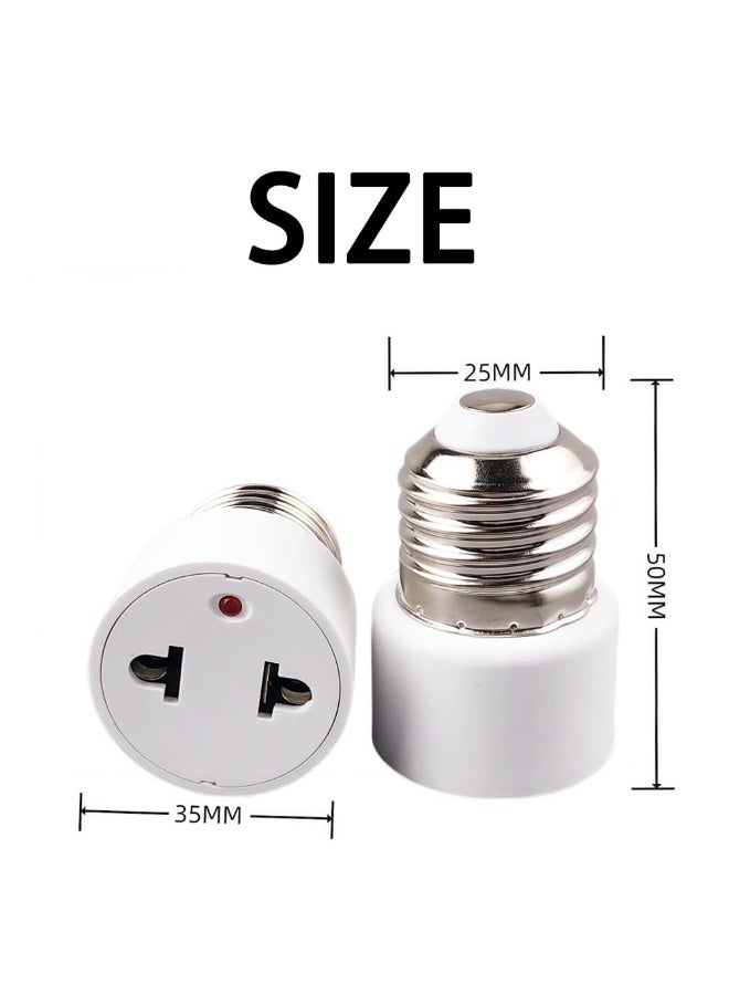 2-Pack E26 E27 Light Socket to 2-Prong Plug Adapter, Medium Base Lamp Holder Socket Outlet Converter for Garage Workshop Porch, UL Listed (White) - Image 2